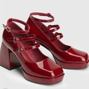 Red chunky platform heel